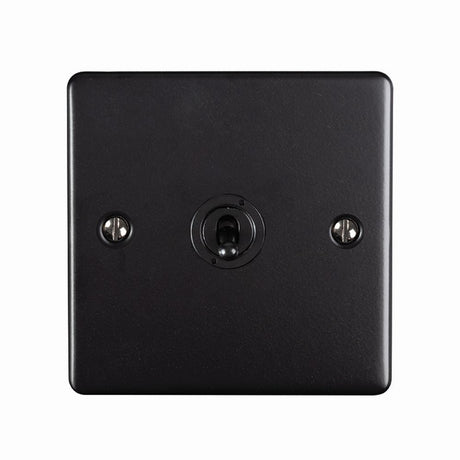 This is an image showing Eurolite Enhance Decorative 1 Gang Toggle Switch - Matt Black (With Black Trim) ent1swmbb available to order from T.H. Wiggans Ironmongery in Kendal, quick delivery and discounted prices.