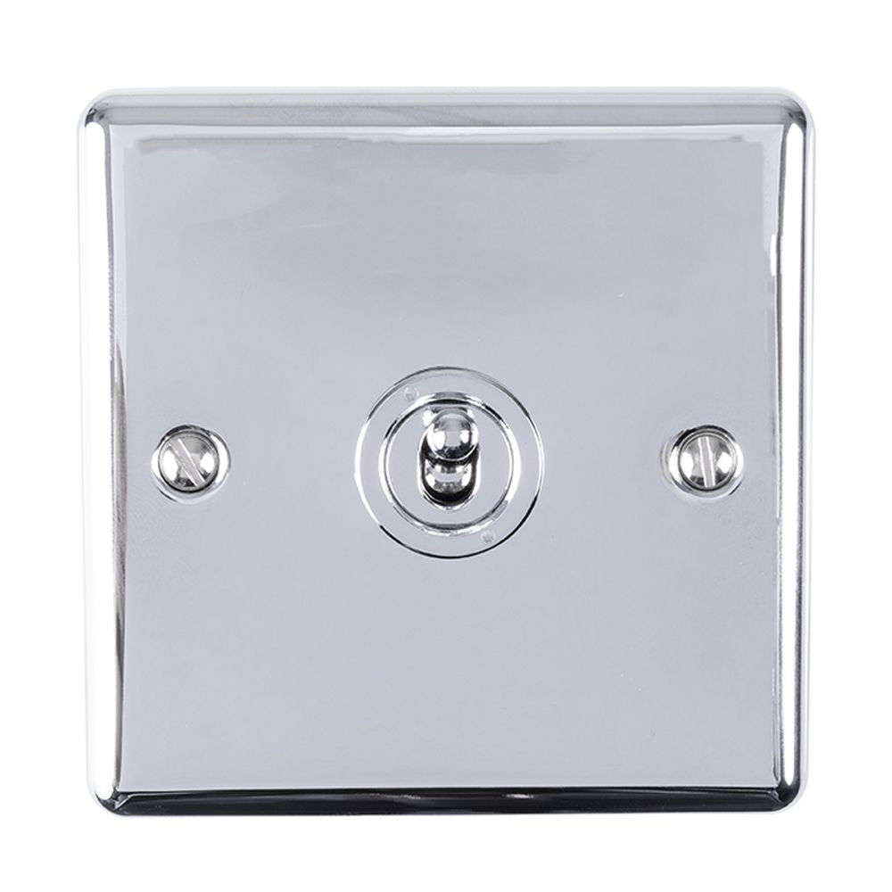 This is an image showing Eurolite Enhance Decorative 1 Gang Toggle Switch - Polished Chrome ent1swpc available to order from T.H. Wiggans Ironmongery in Kendal, quick delivery and discounted prices.
