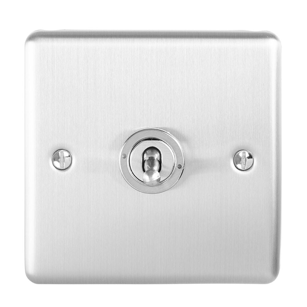 This is an image showing Eurolite Enhance Decorative 1 Gang Toggle Switch - Satin Stainless Steel ent1swss available to order from T.H. Wiggans Ironmongery in Kendal, quick delivery and discounted prices.