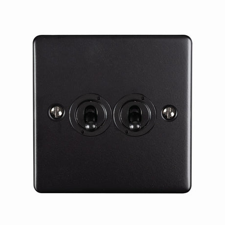 This is an image showing Eurolite Enhance Decorative 2 Gang Toggle Switch - Matt Black (With Black Trim) ent2swmbb available to order from T.H. Wiggans Ironmongery in Kendal, quick delivery and discounted prices.