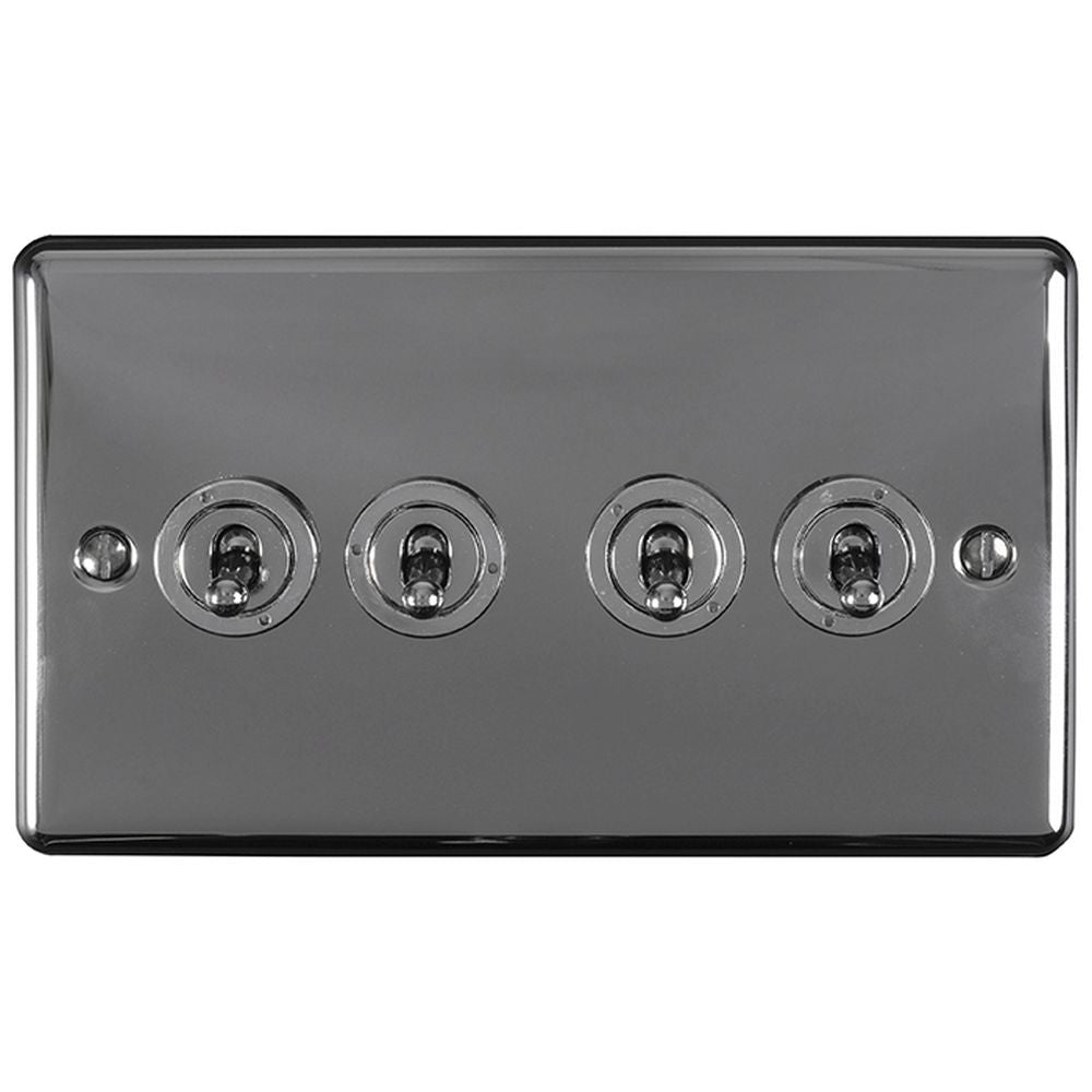This is an image showing Eurolite Enhance Decorative 4 Gang Toggle Switch - Black Nickel ent4swbn available to order from T.H. Wiggans Ironmongery in Kendal, quick delivery and discounted prices.