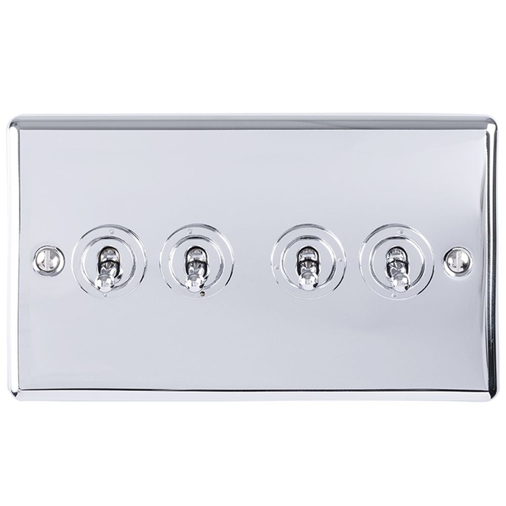 This is an image showing Eurolite Enhance Decorative 4 Gang Toggle Switch - Polished Chrome ent4swpc available to order from T.H. Wiggans Ironmongery in Kendal, quick delivery and discounted prices.