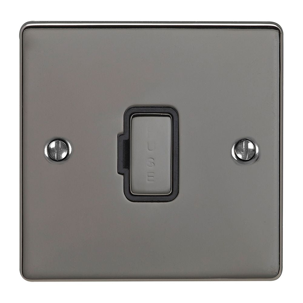 This is an image showing Eurolite Enhance Decorative Unswitched Fuse Spur - Black Nickel (With Black Trim) enuswfbnb available to order from T.H. Wiggans Ironmongery in Kendal, quick delivery and discounted prices.