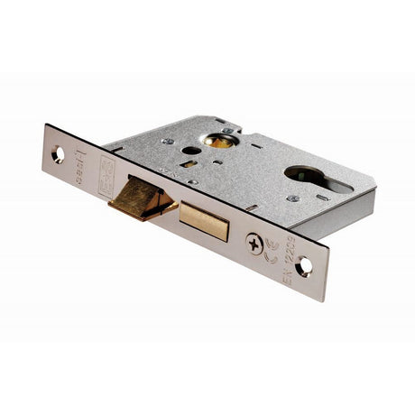 This is an image of a Eurospec - Easi-T Economy Euro Profile Sashlock 76mm - Nickel Plate that is availble to order from T.H Wiggans Architectural Ironmongery in Kendal.