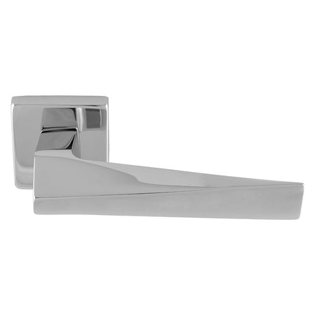 This is an image of a Carlisle Brass - Bordo Lever On Concealed Fix Push-On Square Rose - Polished Chrome eul140cp that is availble to order from T.H Wiggans Ironmongery in Kendal.