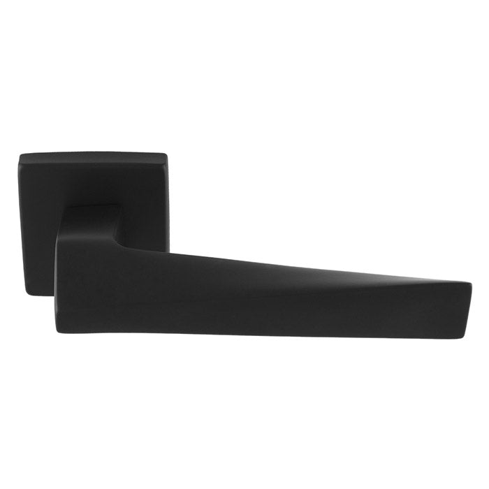 This is an image of a Carlisle Brass - Bordo Lever On Concealed Fix Push-On Square Rose - Matt Black eul140mb that is availble to order from T.H Wiggans Ironmongery in Kendal.