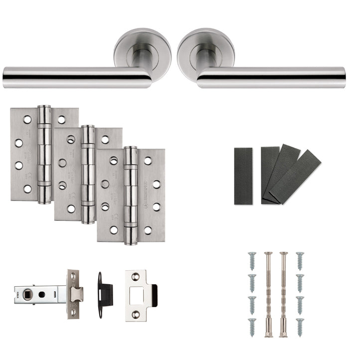 This is an image of a Eurospec - FDP Door Pack - FDP1192SSS - Satin Stainless Steel fdp1192sss that is availble to order from T.H Wiggans Ironmongery in Kendal.