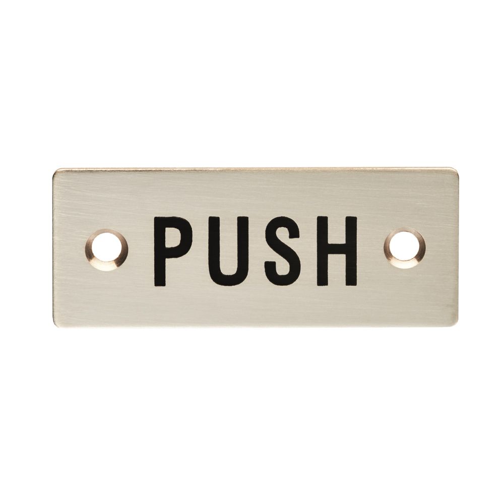 This is an image of Eurospec - Push Symbol Sign - Satin Stainless Steel available to order from T.H Wiggans Architectural Ironmongery in Kendal, quick delivery and discounted prices.