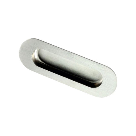 This is an image of a Eurospec - Radius Flush Pull - Satin Stainless Steel that is availble to order from T.H Wiggans Architectural Ironmongery in Kendal in Kendal.