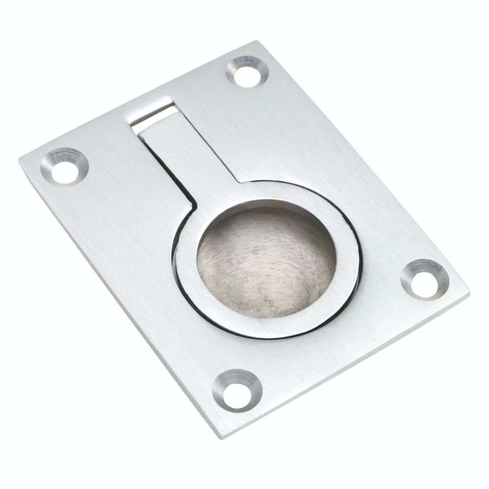 This is an image of a Carlisle Brass - Flush Ring Pull - Satin Chrome that is availble to order from T.H Wiggans Architectural Ironmongery in Kendal in Kendal.
