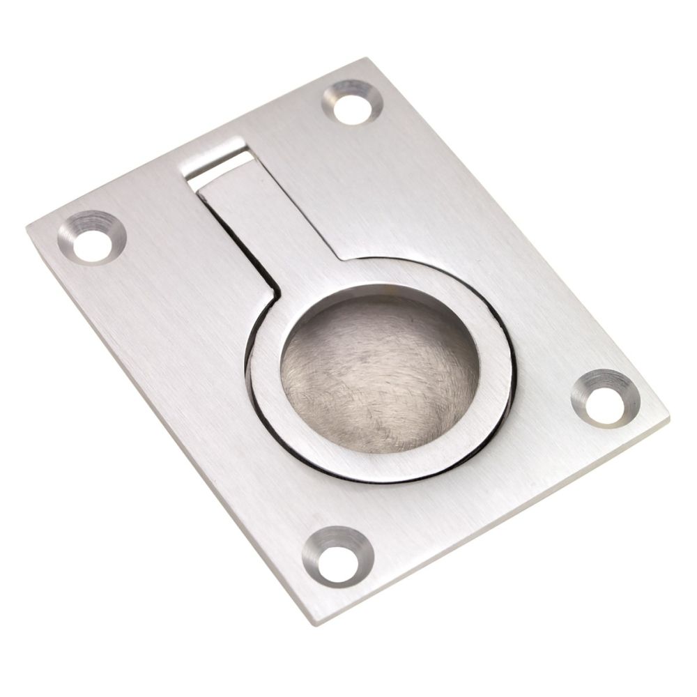 This is an image of a Carlisle Brass - Flush Ring Pull - Satin Chrome that is availble to order from T.H Wiggans Architectural Ironmongery in Kendal in Kendal.
