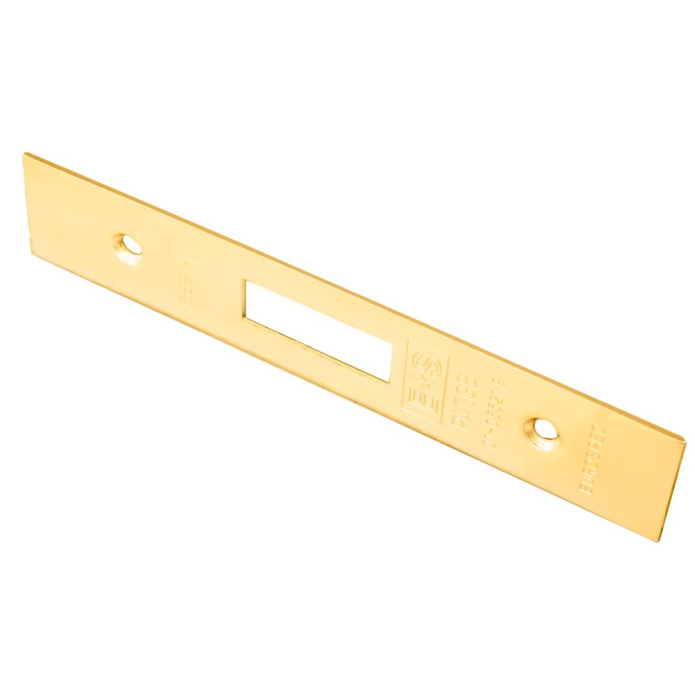 This is an image of a Eurospec - Easi T Forend Strikes & Fixing Pack Deadlocks-PVD-Square Forend - PVD that is availble to order from T.H Wiggans Architectural Ironmongery in Kendal.