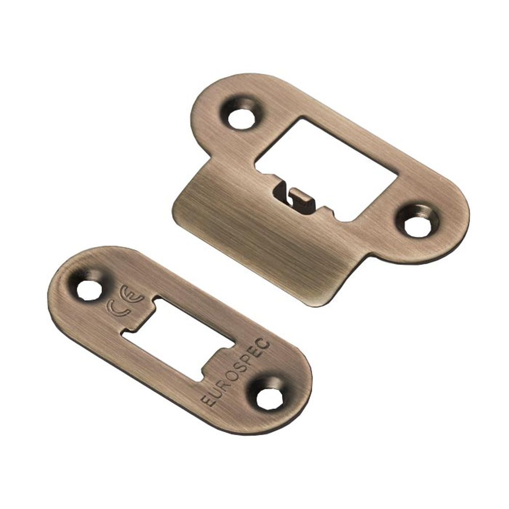 This is an image of a Eurospec - Forend Strike & Fixing Pack to suit Heavy Duty Tubular Latch Radius that is availble to order from T.H Wiggans Architectural Ironmongery in Kendal.