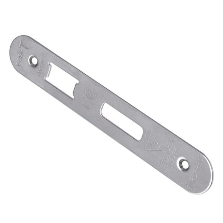 This is an image of a Eurospec - Easi T Forend Strike & FIxing Pack To Suit BS 5 Lever Sashlock-Satin that is availble to order from T.H Wiggans Architectural Ironmongery in Kendal.