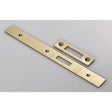 This is an image of a Eurospec - Forend Strike & Fixing Pack To Suit Din Euro Deadlock-PVD-Square Fore that is availble to order from T.H Wiggans Architectural Ironmongery in Kendal.