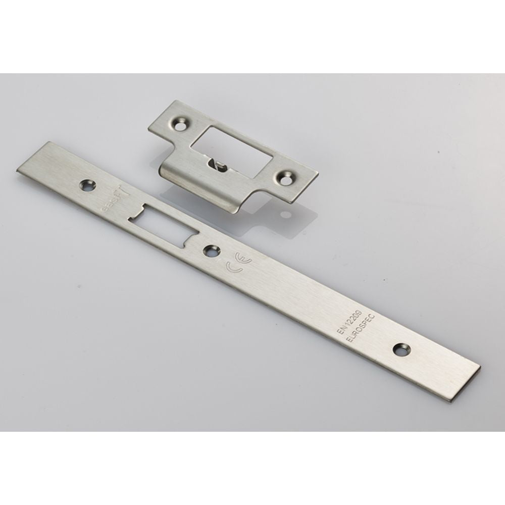 This is an image of a Eurospec - Forend Strike & Fixing Pack To Suit Din Latch (Security) that is availble to order from T.H Wiggans Architectural Ironmongery in Kendal.