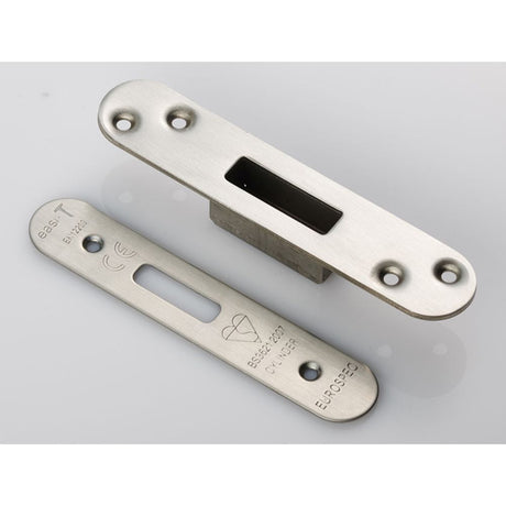 This is an image of a Eurospec - Easi T Forend Strike & Fixing Pack To Suit Euro Profile BS Cylinder D that is availble to order from T.H Wiggans Architectural Ironmongery in Kendal.