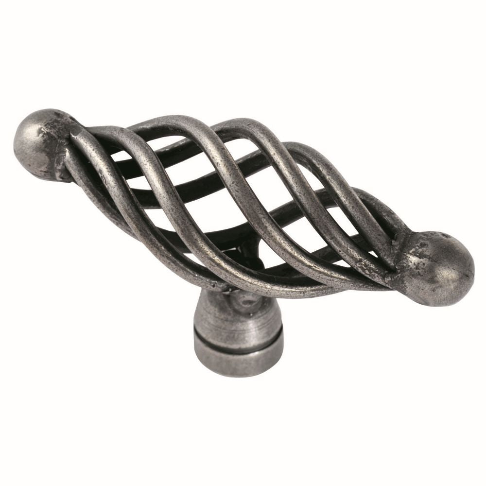 This is an image of a FTD - Steel Cage Oval Knob - Antique Steel that is availble to order from T.H Wiggans Architectural Ironmongery in Kendal in Kendal.