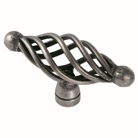 This is an image of a FTD - Steel Cage Oval Knob - Antique Steel that is availble to order from T.H Wiggans Architectural Ironmongery in Kendal in Kendal.