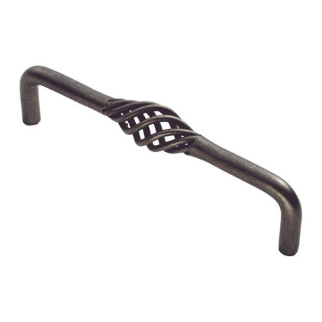 This is an image of a FTD - Steel Cage Pull Handle - Antique Steel that is availble to order from T.H Wiggans Architectural Ironmongery in Kendal in Kendal.