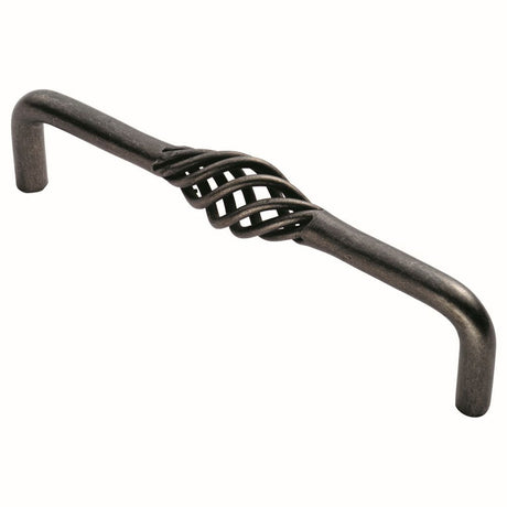 This is an image of a FTD - Steel Cage Pull Handle - Antique Steel that is availble to order from T.H Wiggans Architectural Ironmongery in Kendal in Kendal.