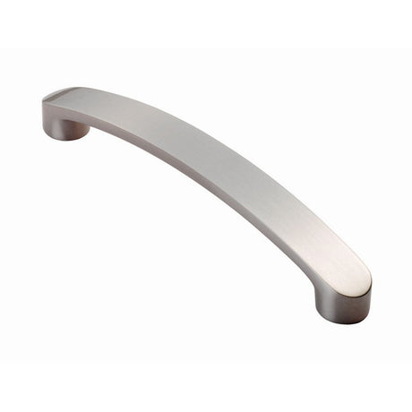 This is an image of a FTD - Radius End Flat Bow Handle 128mm - Satin Nickel that is availble to order from T.H Wiggans Architectural Ironmongery in Kendal in Kendal.
