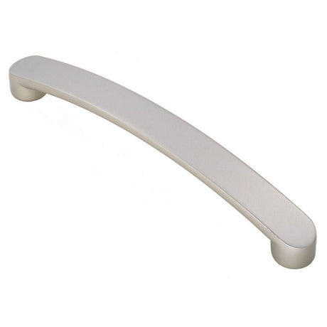 This is an image of a FTD - Radius End Flat Bow Handle 160mm - Satin Nickel that is availble to order from T.H Wiggans Architectural Ironmongery in Kendal in Kendal.