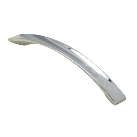 This is an image of a FTD - Concave Bow Handle 128mm - Polished Chrome that is availble to order from T.H Wiggans Architectural Ironmongery in Kendal in Kendal.