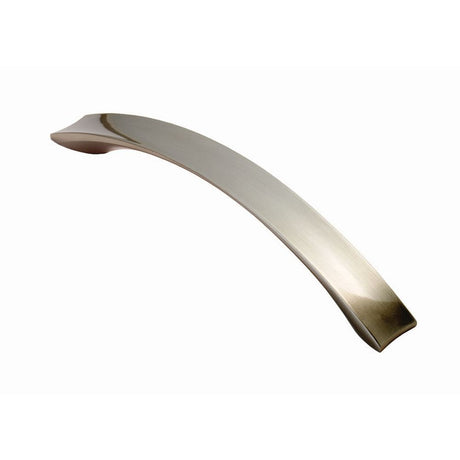 This is an image of a FTD - Concave Bow Handle 128mm - Satin Nickel that is availble to order from T.H Wiggans Architectural Ironmongery in Kendal in Kendal.
