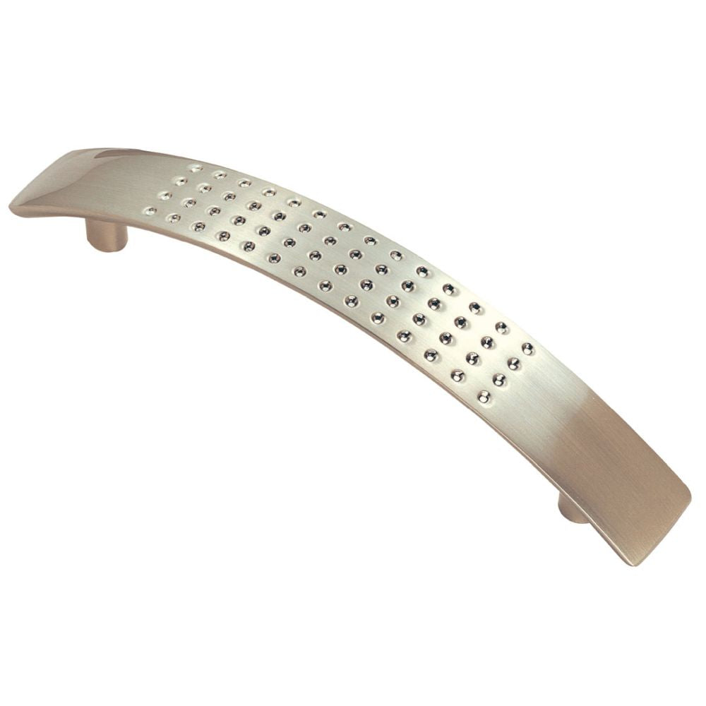 This is an image of a FTD - Dimple Handle 128mm - Satin Nickel that is availble to order from T.H Wiggans Architectural Ironmongery in Kendal in Kendal.