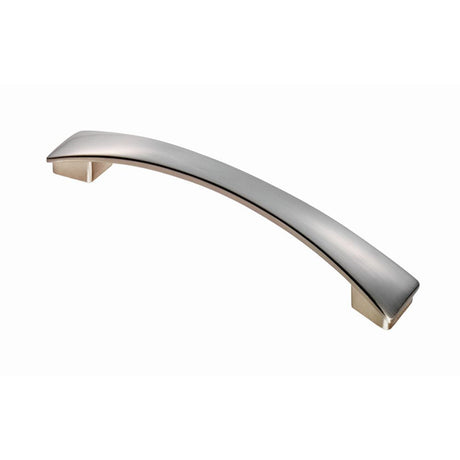 This is an image of a FTD - Valetta Bow Handle 160mm - Satin Nickel that is availble to order from T.H Wiggans Architectural Ironmongery in Kendal in Kendal.
