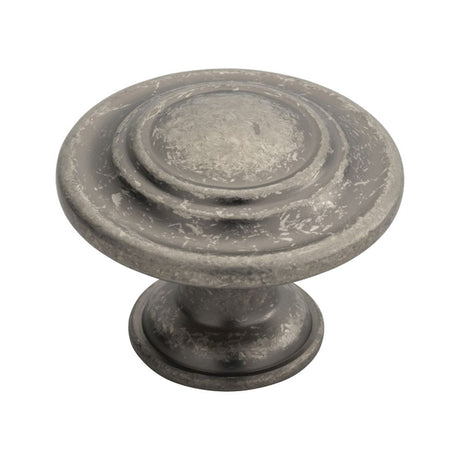 This is an image of a FTD - Traditional Pattern Knob 34mm - Pewter that is availble to order from T.H Wiggans Architectural Ironmongery in Kendal in Kendal.