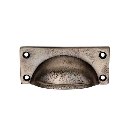 This is an image of a FTD - Square Plate Cup Handle - Pewter Effect that is availble to order from T.H Wiggans Architectural Ironmongery in Kendal in Kendal.