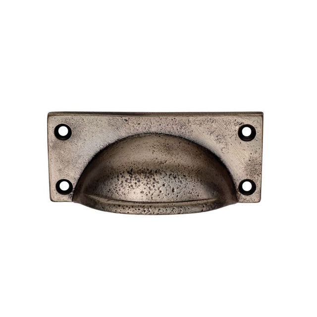 This is an image of a FTD - Square Plate Cup Handle - Pewter Effect that is availble to order from T.H Wiggans Architectural Ironmongery in Kendal in Kendal.