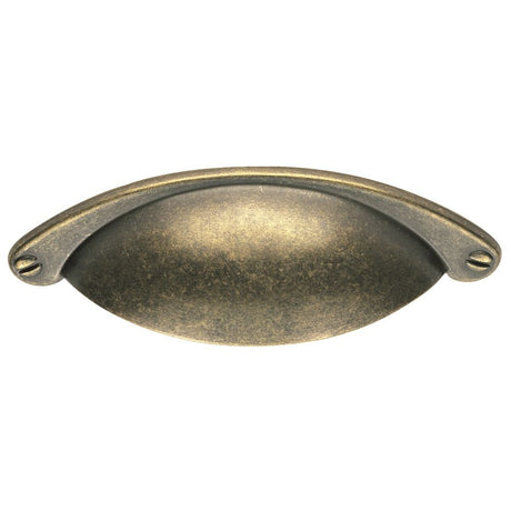 This is an image of a FTD - Cup Pattern Handle 64mm - Antique Brass that is availble to order from T.H Wiggans Architectural Ironmongery in Kendal in Kendal.