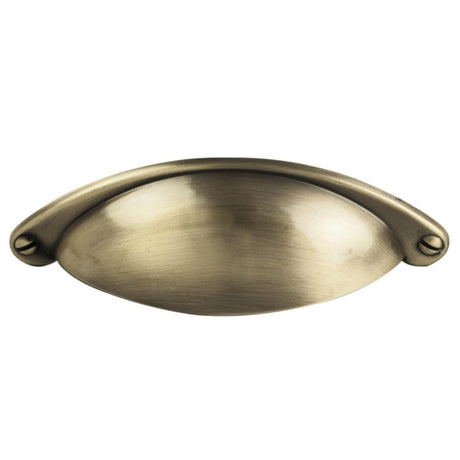 This is an image of a FTD - Cup Pattern Handle 64mm - Antique Burnished Brass that is availble to order from T.H Wiggans Architectural Ironmongery in Kendal in Kendal.