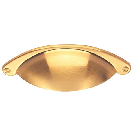 This is an image of a FTD - Cup Pattern Handle 64mm - Satin Brass that is availble to order from T.H Wiggans Architectural Ironmongery in Kendal in Kendal.