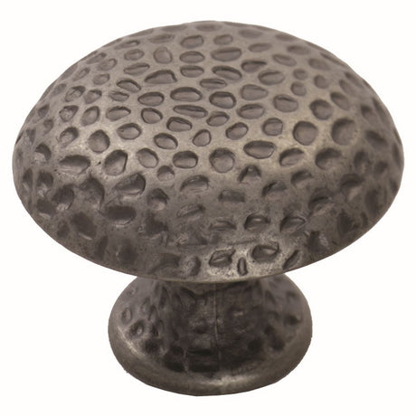 This is an image of a FTD - Hammered Finish Knob 38mm - Antique Steel that is availble to order from T.H Wiggans Architectural Ironmongery in Kendal in Kendal.
