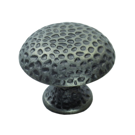This is an image of a FTD - Hammered Finish Knob 32mm - Antique Steel that is availble to order from T.H Wiggans Architectural Ironmongery in Kendal in Kendal.