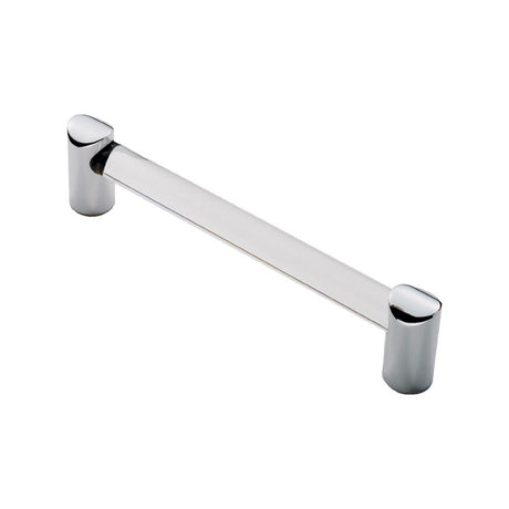 This is an image of a FTD - Clear Acrylic Bar Handle 160mm - Acrylic Clear Chrome that is availble to order from T.H Wiggans Architectural Ironmongery in Kendal in Kendal.