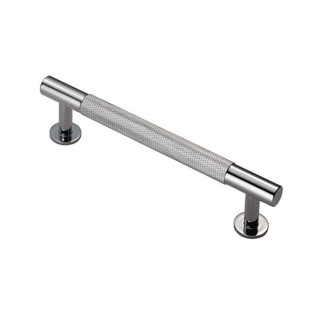 This is an image of a FTD - Knurled Pull Handle 128mm c/c - Polished Chrome that is availble to order from T.H Wiggans Architectural Ironmongery in Kendal in Kendal.