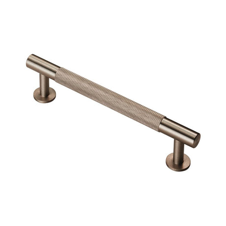 This is an image of a FTD - Knurled Pull Handle 128mm c/c - Satin Nickel that is availble to order from T.H Wiggans Architectural Ironmongery in Kendal in Kendal.