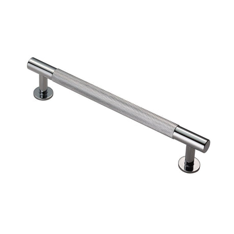 This is an image of a FTD - Knurled Pull Handle 160mm c/c - Polished Chrome that is availble to order from T.H Wiggans Architectural Ironmongery in Kendal in Kendal.