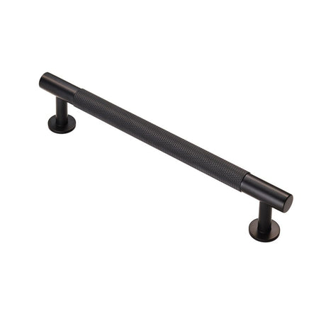 This is an image of a FTD - Knurled Pull Handle 160mm c/c - Matt Black that is availble to order from T.H Wiggans Architectural Ironmongery in Kendal in Kendal.