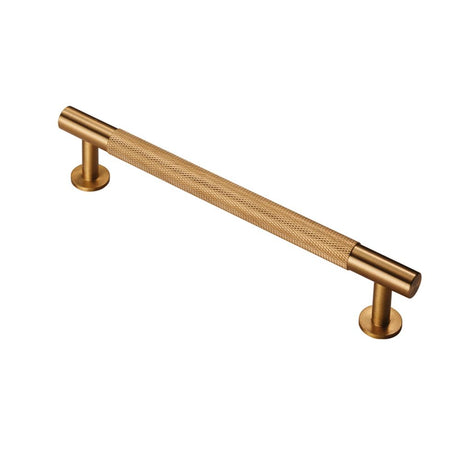 This is an image of a FTD - Knurled Pull Handle 160mm c/c - Satin Brass that is availble to order from T.H Wiggans Architectural Ironmongery in Kendal in Kendal.