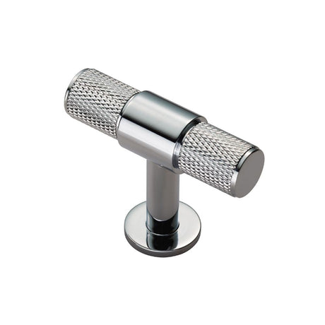 This is an image of a FTD - Knurled T-bar Knob - Polished Chrome that is availble to order from T.H Wiggans Architectural Ironmongery in Kendal in Kendal.