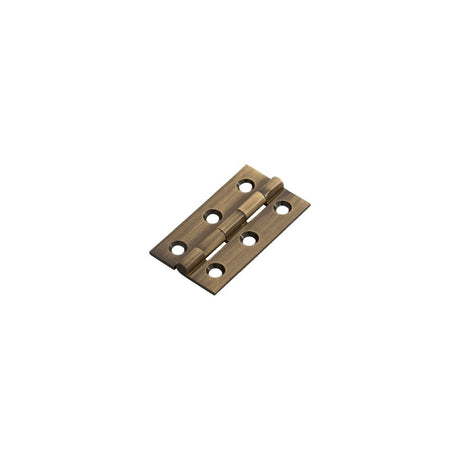 This is an image of a FTD - 50 x 28mm Cabinet Hinge - Antique Brass that is availble to order from T.H Wiggans Architectural Ironmongery in in Kendal.