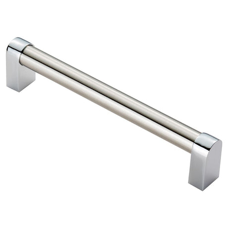 This is an image of a FTD - Bauhaus Handle 160mm - Satin Nickel/Polished Chrome that is availble to order from T.H Wiggans Architectural Ironmongery in Kendal in Kendal.