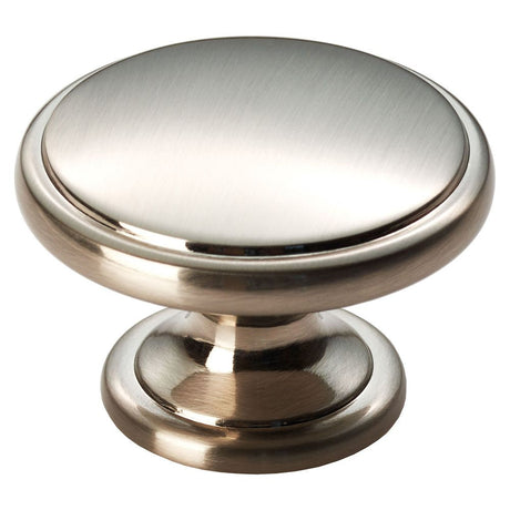 This is an image of a FTD - Oxford Knob 38mm - Satin Nickel that is availble to order from T.H Wiggans Architectural Ironmongery in Kendal in Kendal.