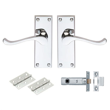 This is an image of Carlisle Brass - Contract Victorian Scroll Latch Pack - Polished Chrome available to order from T.H Wiggans Architectural Ironmongery in Kendal, quick delivery and discounted prices.